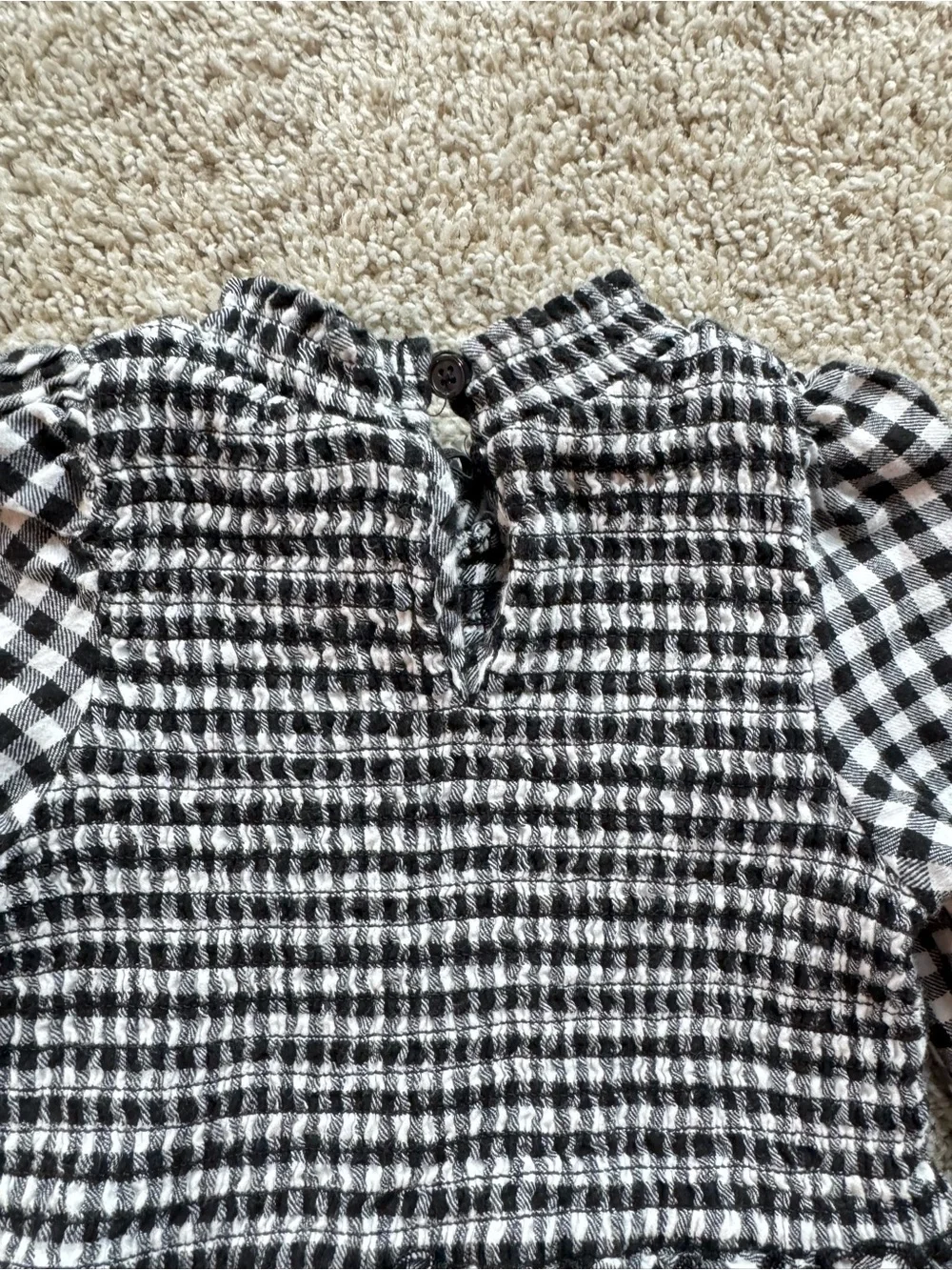 Wonder Nation Toddler Girl Gingham Dress Size 3T Black White Long Sleeve Dress